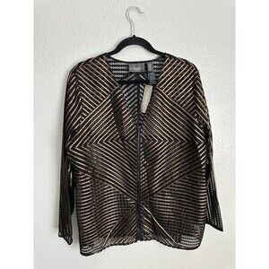 Chico's Travelers Collection Jacket Womens Size 3 XL Striped Copper Shimmer Zip